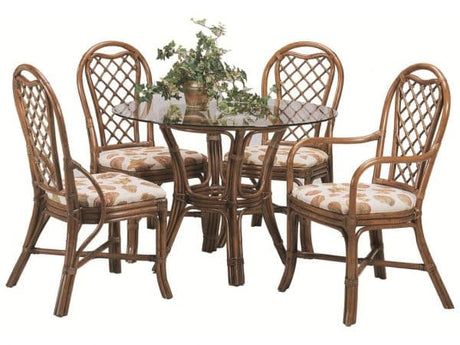Trellis Rattan Dining Table with 42 Inch Round Beveled Glass Top 979-075 by Braxton Culler