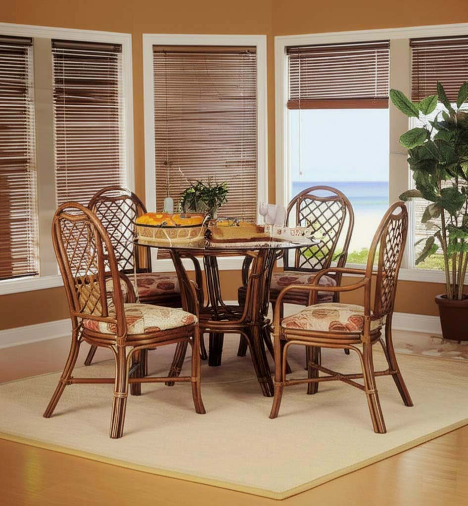 Trellis 6 Pc Rattan Round Dining Set 979-SET by Braxton Culler
