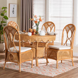 Breezy Point 5-Piece Natural Rattan Dining Set by Wicker Fair