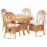Breezy Point 5-Piece Natural Rattan Dining Set by Wicker Fair