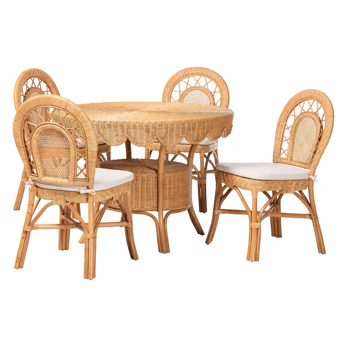 Brumba 5-Piece Natural Rattan Dining Set by Wicker Fair