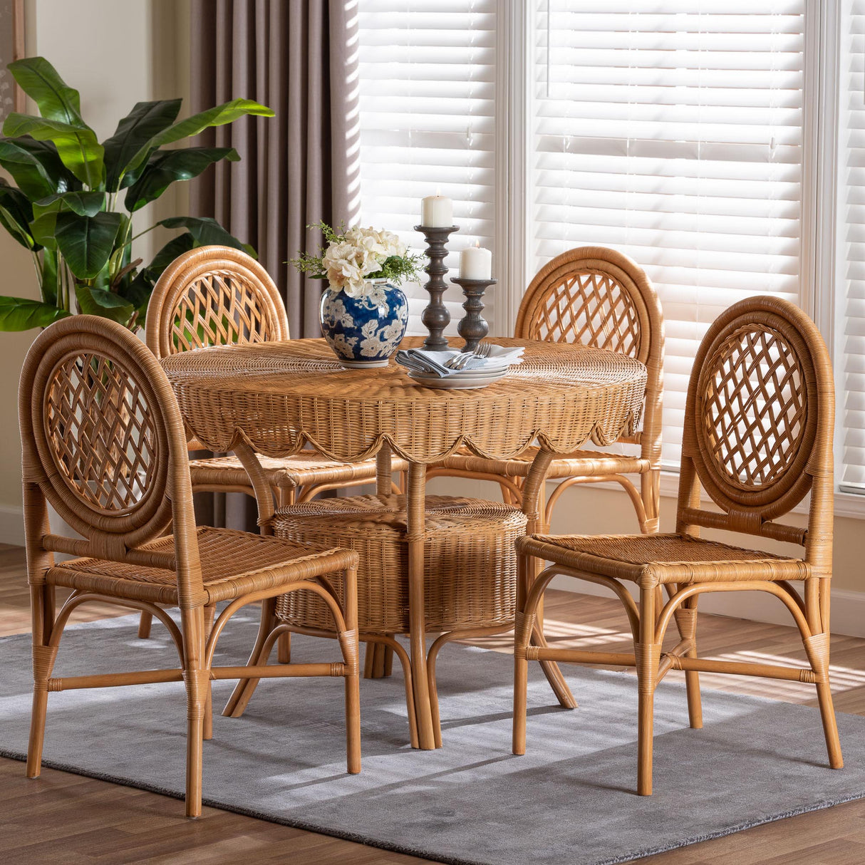 Troy 5-Piece Rattan Dining Set by Wicker Fair