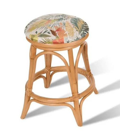 Universal Rattan Backless Swivel Barstools or Counterstools UNI104 from Alexander and Sheriden with Cushions Made in USA