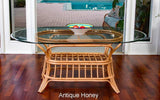 Universal Rattan Oval Dining Table with 72 Inch Oval Glass Top by Alexander and Sheriden UNI013
