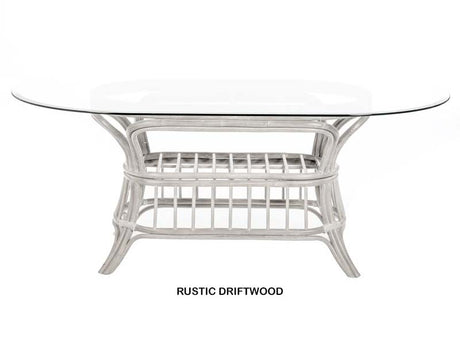 Universal Rattan Oval Dining Table with 72 Inch Oval Glass Top by Alexander and Sheriden UNI013