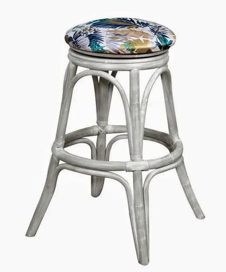 Universal Rattan Backless Swivel Barstools or Counterstools UNI104 from Alexander and Sheriden with Cushions Made in USA