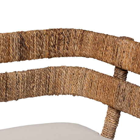 Ubud Seagrass Dining Nook Set with Wood Dining Table and Cushioned L-Shaped Bench by Wicker Fair