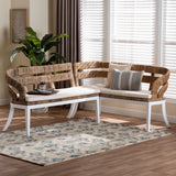 Ubud Seagrass Dining Nook Set with Mahogany Wood Frame by Wicker Fair