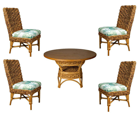 Vanatu Rattan and Wood 48 Inch Round Dining Table from Capris Furniture Model TB310
