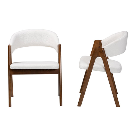 Virden Boucle Upholstered Dining Chair Set of 2 by Wicker Fair