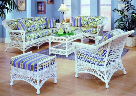 Bar Harbor White Rattan Rocker Model BHR-W from Spice Island Wicker