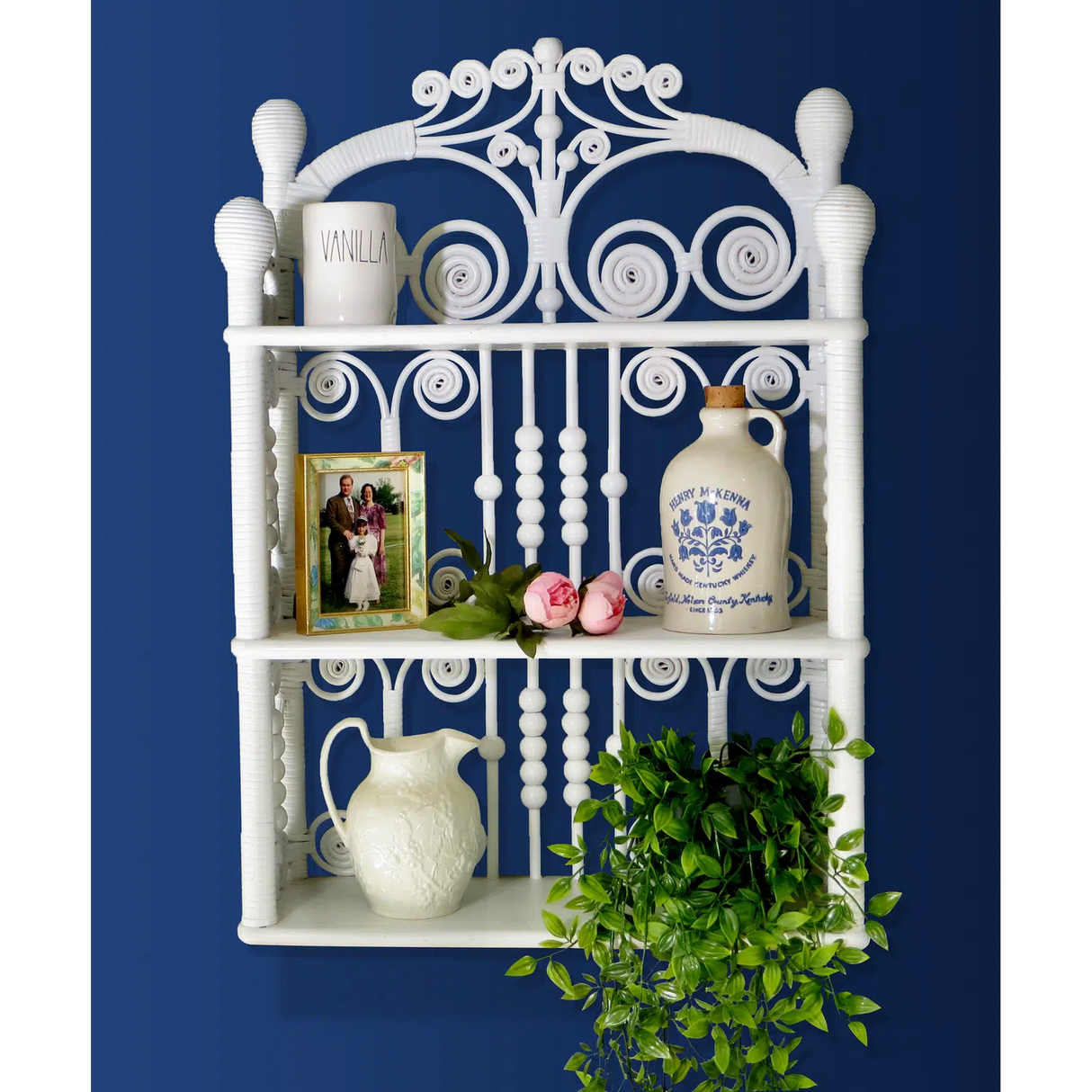 Cape May 3 Pc White Wicker Rocker Set by Wicker Fair