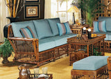Williamsburg Rattan Sofa and Coffee Table 2 Pc Set by Designer Wicker Tribor – Choice of Cushions Made in the USA