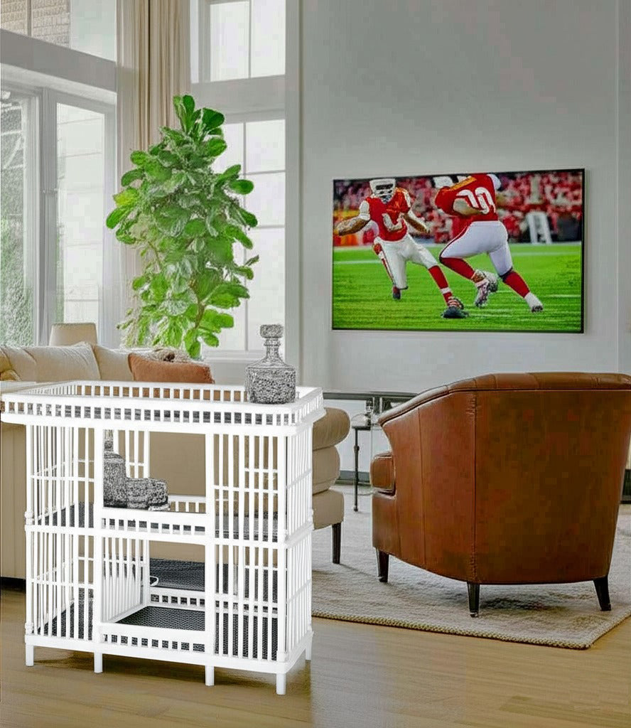 Williamsburg Rattan White Counter Height Bar Table WL-27 by Designer Wicker Tribor