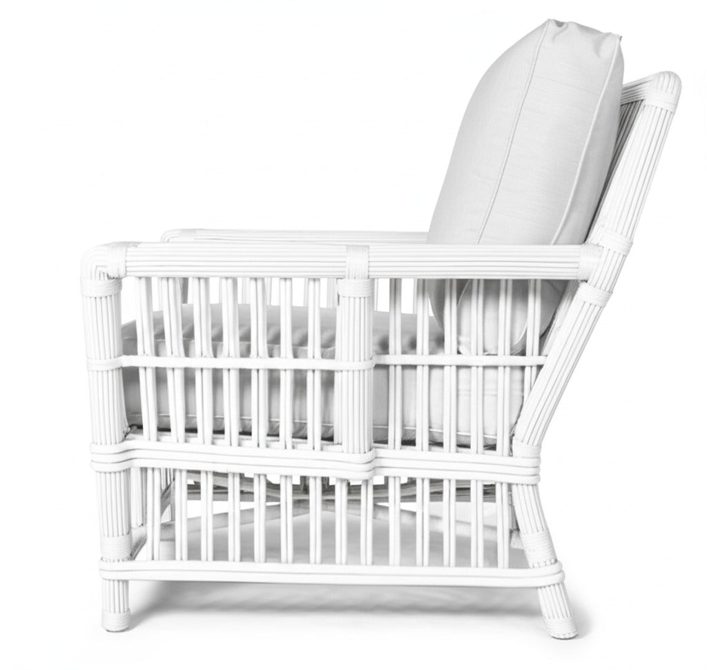 Williamsburg Rattan White Finish Arm Chair with Deep Seating Comfort