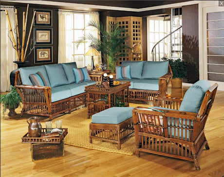 Williamsburg Rattan Rocker in Coffee Finish with Deep Seating Comfort