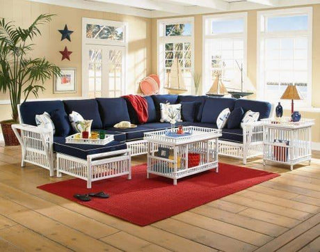 Williamsburg Rattan WL-01C Armless Sectional Corner Chair (Coffee and White Stains) by Designer Wicker Tribor