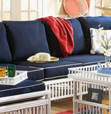 Williamsburg Coffee and White Stains Rattan Sectional Right Love Seat by Designer Wicker Tribor