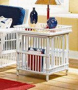 Williamsburg Rattan White Finish End Table WL-09 by Designer Wicker Tribor