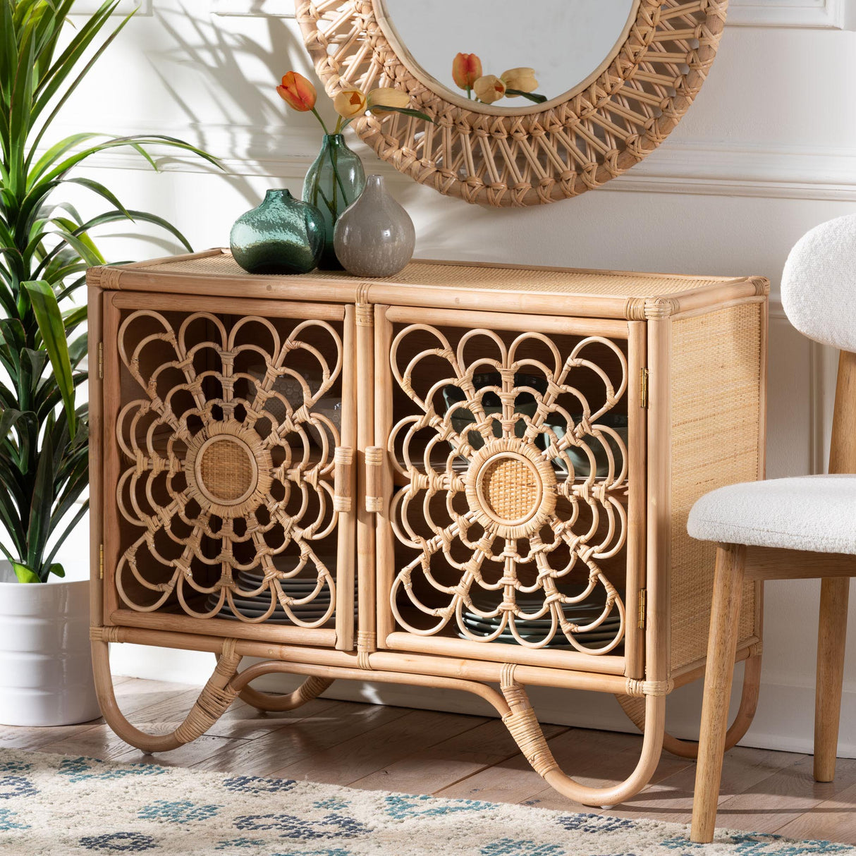 Maida Natural Rattan Storage Cabinet by Wicker Fair