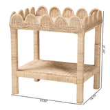 Rumana Bohemian Scallop Natural Rattan and Mahogany Side Table by Wicker Fair
