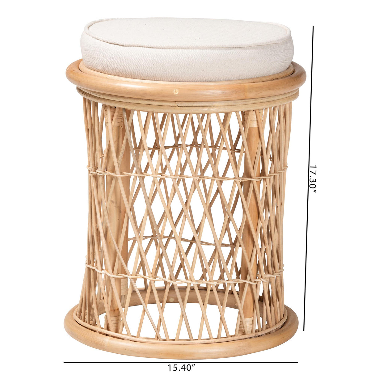 Laisa Bohemian Natural Rattan Ottoman Footstool by Wicker Fair