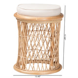 Laisa Bohemian Natural Rattan Ottoman Footstool by Wicker Fair