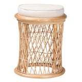 Laisa Bohemian Natural Rattan Ottoman Footstool by Wicker Fair