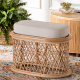 Radonna Bohemian Natural Rattan Ottoman Footstool by Wicker Fair