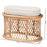 Radonna Bohemian Natural Rattan Ottoman Footstool by Wicker Fair