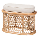 Radonna Bohemian Natural Rattan Ottoman Footstool by Wicker Fair