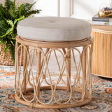Lachiro Bohemian Natural Rattan Ottoman Footstool by Wicker Fair