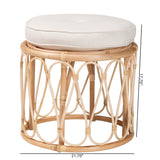 Lachiro Bohemian Natural Rattan Ottoman Footstool by Wicker Fair