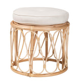 Lachiro Bohemian Natural Rattan Ottoman Footstool by Wicker Fair