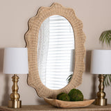 Sankara Scalloped Natural Rattan Wall Mirror Mirror by Wicker Fair
