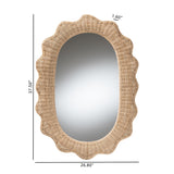 Sankara Scalloped Natural Rattan Wall Mirror Mirror by Wicker Fair
