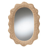 Sankara Scalloped Natural Rattan Wall Mirror Mirror by Wicker Fair