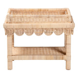 Aurora Scalloped Rattan End Table with Removable Tray Top by Wicker Fair