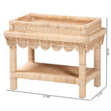 Aurora Scalloped Rattan End Table with Removable Tray Top by Wicker Fair