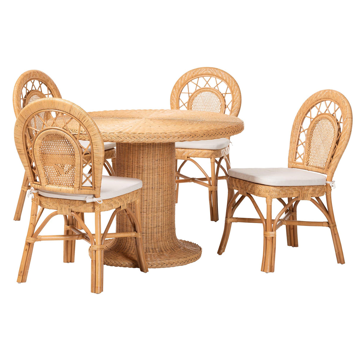 Brigitte 5-Piece Natural Rattan Dining Set by Wicker Fair