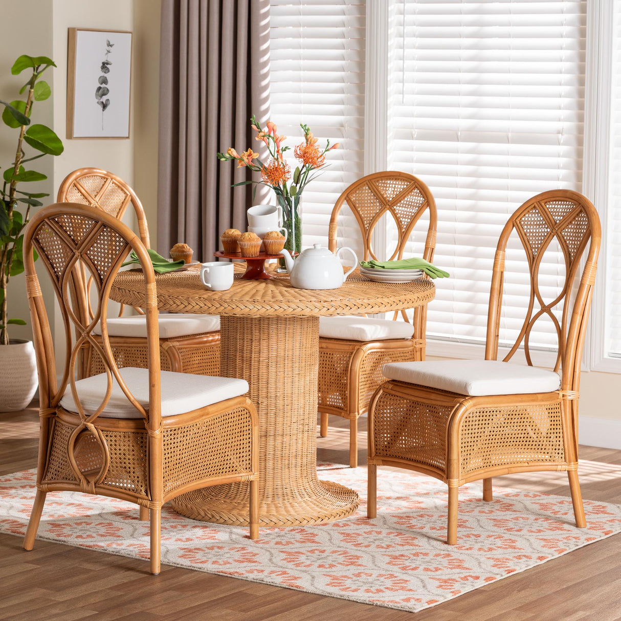 Briele 5-Piece Natural Rattan Dining Set by Wicker Fair