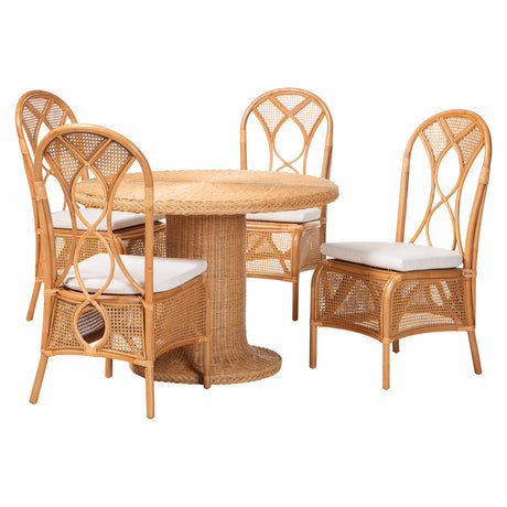 Briele 5-Piece Natural Rattan Dining Set by Wicker Fair