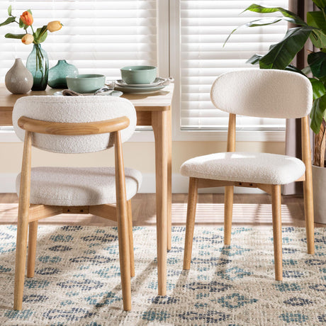 Wattsu Boucle Upholstered Dining Chair Set of 2 by Wicker Fair