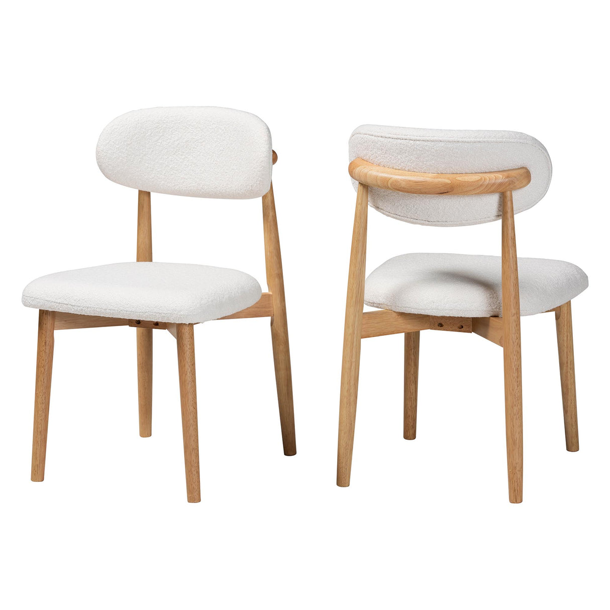 Wattsu Boucle Upholstered Dining Chair Set of 2 by Wicker Fair