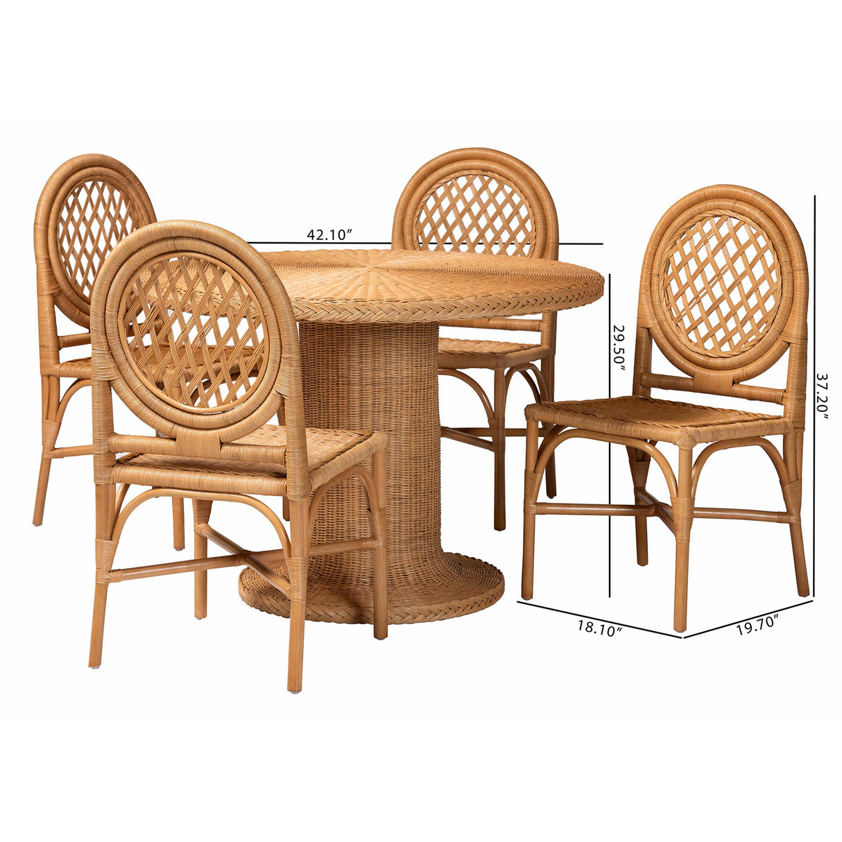 Winslow 5-Piece Rattan Dining Set by Wicker Fair