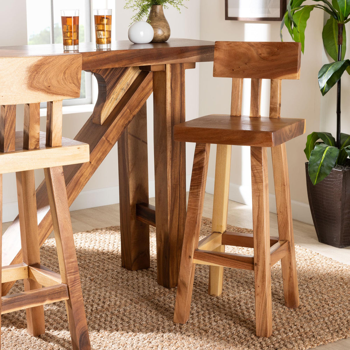 Laluli Suar Wood Bar Stool by Wicker Fair