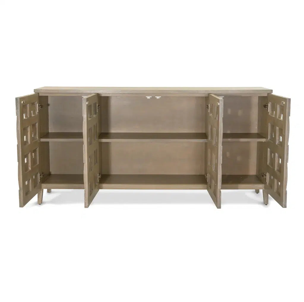 Wooden Weave 4-Door Credenza Model B32015-GREY By Seawinds Trading