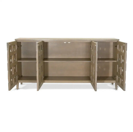 Wooden Weave 4-Door Credenza Model B32015-GREY By Seawinds Trading