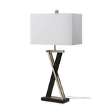 X Table Lamp Model LUX-R001-SILVER/BLACK By Lux Lighting