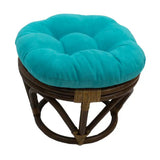 Bali Rattan 18-inch Round Ottoman with Microsuede Cushion